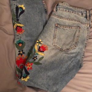 Zara embroidered jeans